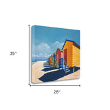 35" Bright Beach Huts Giclee Print on Gallery Wrap Canvas Wall Art
