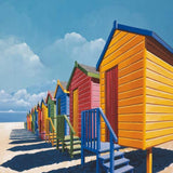35" Bright Beach Huts Giclee Print on Gallery Wrap Canvas Wall Art