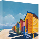 35" Bright Beach Huts Giclee Print on Gallery Wrap Canvas Wall Art