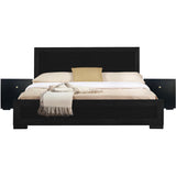 Moma Espresso Wood Platform Queen Bed With Two Nightstands