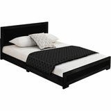 Moma Espresso Wood Platform Queen Bed With Two Nightstands