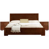 Moma Espresso Wood Platform Queen Bed With Two Nightstands