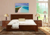 Moma Espresso Wood Platform Queen Bed With Two Nightstands