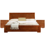 Moma Espresso Wood Platform Queen Bed With Two Nightstands