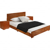 Moma Espresso Wood Platform Queen Bed With Two Nightstands