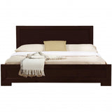 Moma Espresso Wood Platform Queen Bed With Two Nightstands