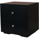 Moma Espresso Wood Platform Queen Bed With Two Nightstands