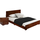 Moma Espresso Wood Platform Queen Bed With Two Nightstands