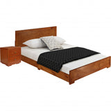 Moma Espresso Wood Platform Queen Bed With Two Nightstands