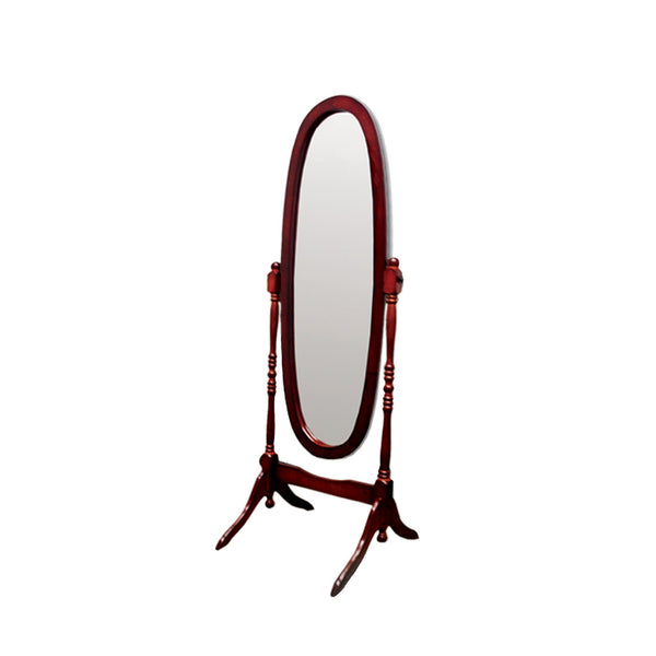 Classic Cherry Finish Cheval Standing Oval Mirror