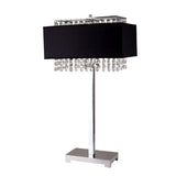 Bling Glam Black and Faux Crystal Rectangular Table Lamp