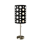 33" Steel Mod Table Lamp With Black And Red Drum Shade