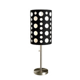 33" Steel Mod Table Lamp With Black And Red Drum Shade