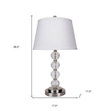 29" Silver Metal Table Lamp With White Classic Empire Shade