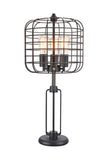 27" Black Metal Industrial Cage Design Three Light Table Lamp