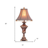 32" Bronze Urn Table Lamp With Brown Bell Shade and Hanging Beads