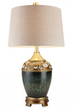 Marble Footed Table Lamp with Green Accents