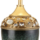 Marble Footed Table Lamp with Green Accents