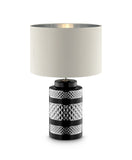 Glam Black and Chrome Chevron Ceramic and Metal Table Lamp