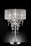 Glam Silver Faux Crystal Accent Table Lamp with See Thru Shade