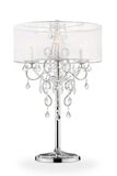 Glam Silver Faux Crystal Accent Table Lamp with See Thru Shade