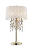 Stunning Brass Gold Finish Table Lamp with Crystal Accents