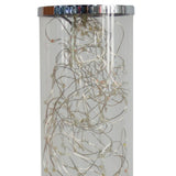 13" Silver Metal Column LED Rope Table Lamp With Clear