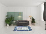 5' X 7' White And Blue Oriental Area Rug