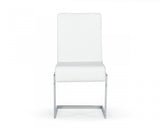 Set of Two White Silver Modern Dining Chairs