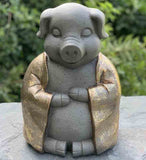 14" Golden Praying Pig Indoor Outdoor Statue