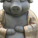 14" Golden Praying Pig Indoor Outdoor Statue