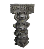 18" Gray Three Welcoming Frogs Indoor Outdoor Statue