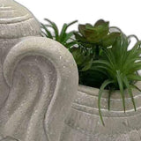 17"  Cream Elephant with Succulents Indoor Outdoor Statue