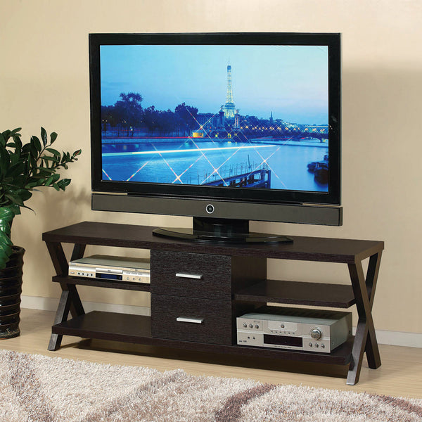 Modern Rustic Red Cocoa TV Stand with Two Drawers