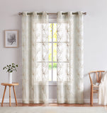 Set of Two 96"  Beige Boho Embroidered Window Panels