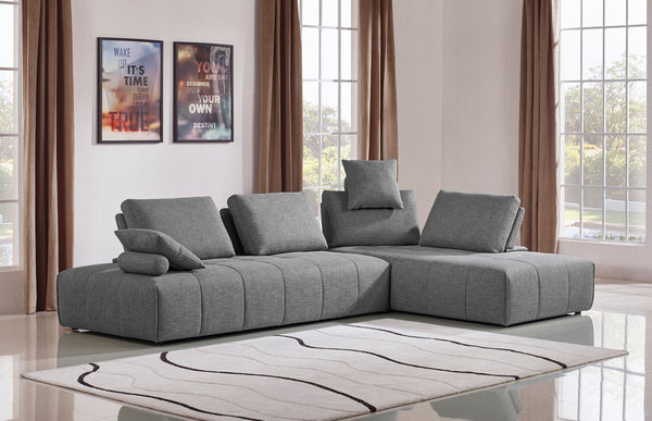 Contempo Gray Fabric Modular Two Piece Sectional Sofa