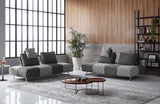 Shades of Gray Houndstooth Fabric Modular Sectional Sofa Bed