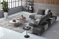 Shades of Gray Houndstooth Fabric Modular Sectional Sofa Bed