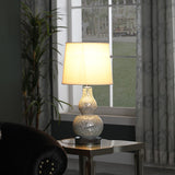 20? Silver Mirrored Crackle Glass Mosaic Curvy Table Lamp