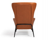 Industrial Orange Leather And Metal Lounge Chair