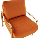 Stylish Orange And Gold Accent Chair