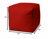 17  Cool Primary Red Solid Color Indoor Outdoor Pouf Ottoman