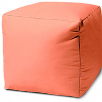 17  Cool Flamingo Coral Solid Color Indoor Outdoor Pouf Cover