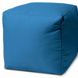 17  Cool Bright Teal Blue Solid Color Indoor Outdoor Pouf Cover