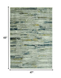 4? x 6? Blue Ivory Abstract Striped Area Rug