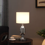 25" Silver Chrome Metal Standard Table Lamp With White Shade