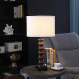 28" Dark Cherry Polyresin Indents Table Lamp With White Shade