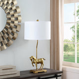 30" Gold Stallion Horse Table Lamp With White Shade