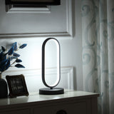 14? Contemporary Black Open Oval Metal Table Lamp