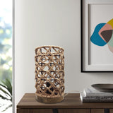 17? Modern Boho Jute Cylinder Table Lamp